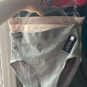 Nautica Girls' Ribbed High-Waist Briefs - Gray & Light Pink (3-Pack)